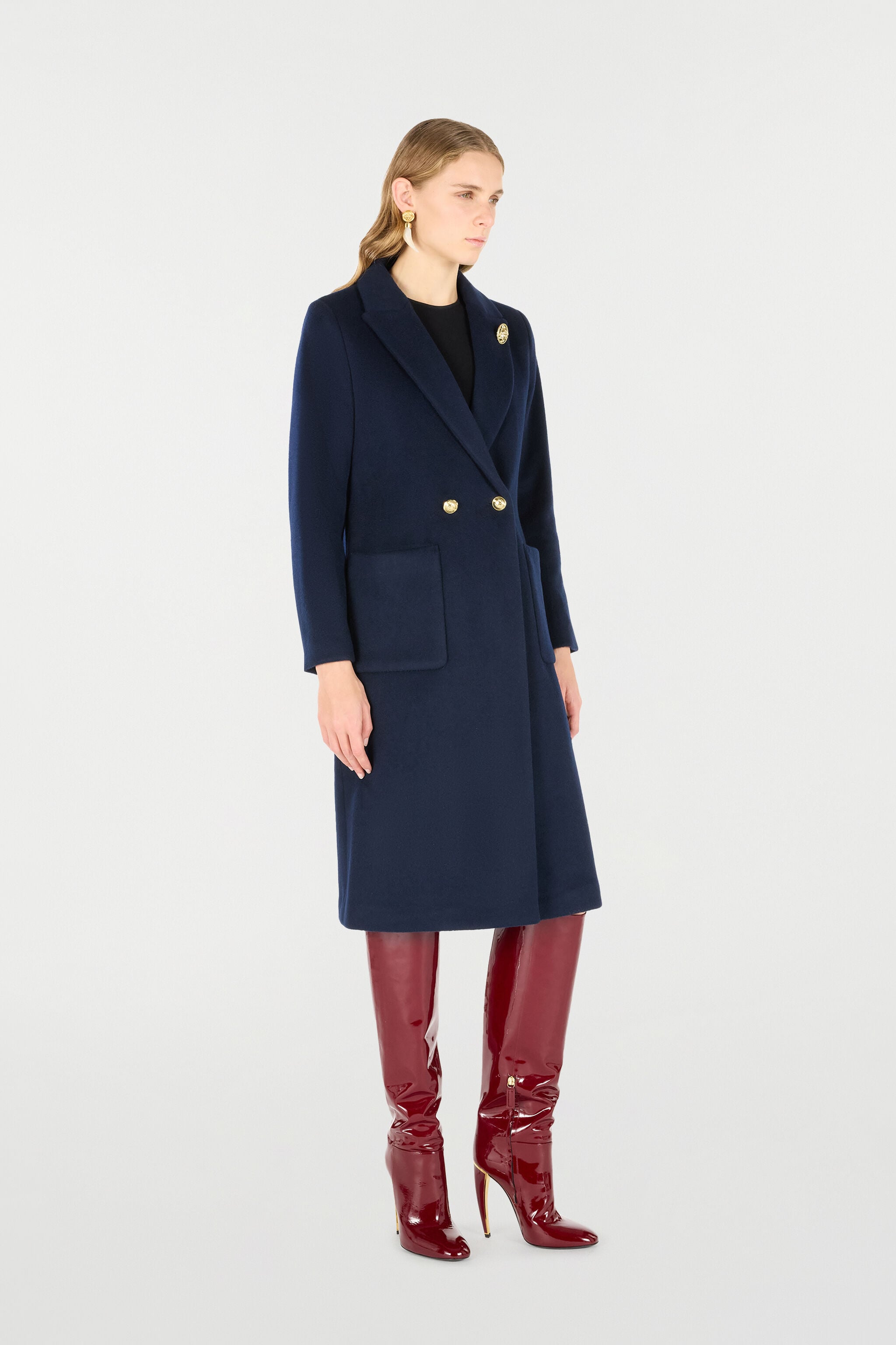 RC Blauer Woll-Kaschmir-Mantel RC Blauer Woll-Kaschmir-Mantel Dunkelblau OOT50C-WH016