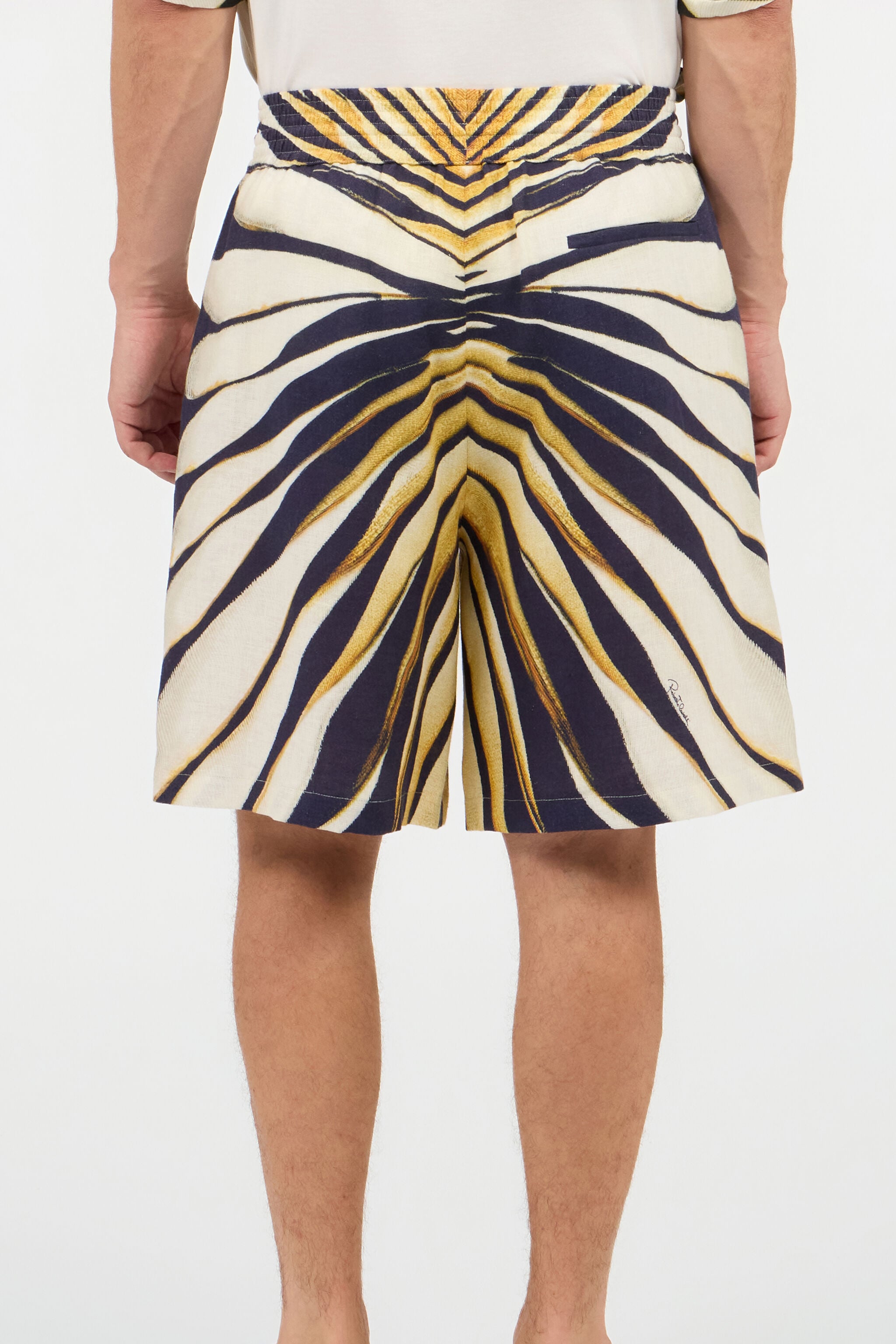 RC Ray Of Gold Print Linen Bermuda RC Ray Of Gold Print Linen Bermuda BLACK IVORY TRT270-3HM70