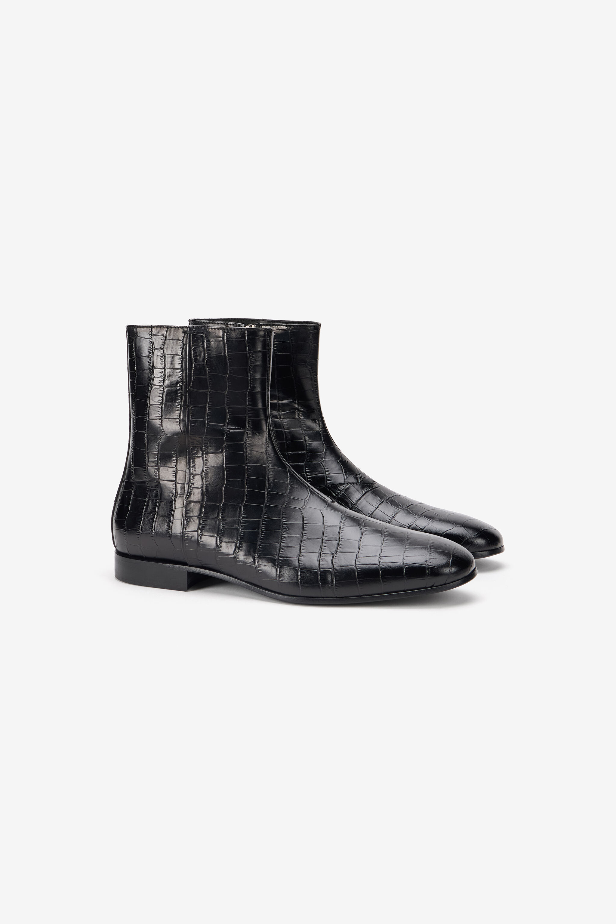 RC Black Ankle Boots Croc-Embossed Finish RC Black Ankle Boots Croc-Embossed Finish COCCO BLACK TOS00B-PZA72