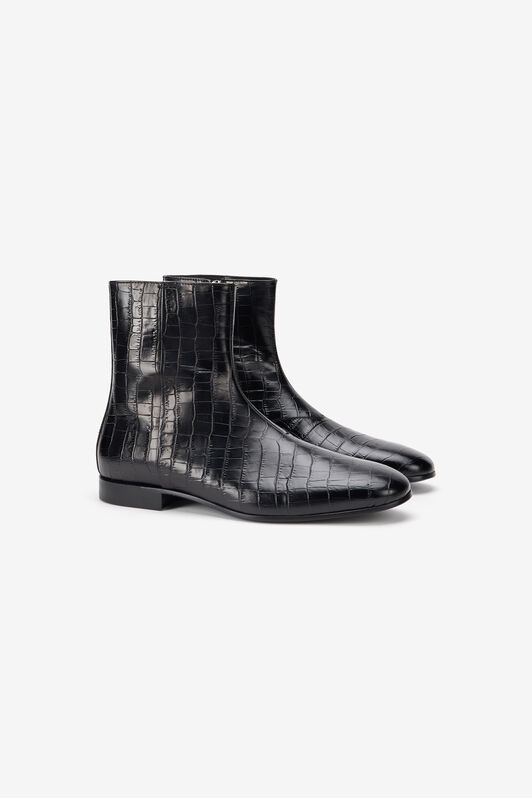 RC Black Ankle Boots Croc-Embossed Finish RC Black Ankle Boots Croc-Embossed Finish COCCO BLACK TOS00B-PZA72