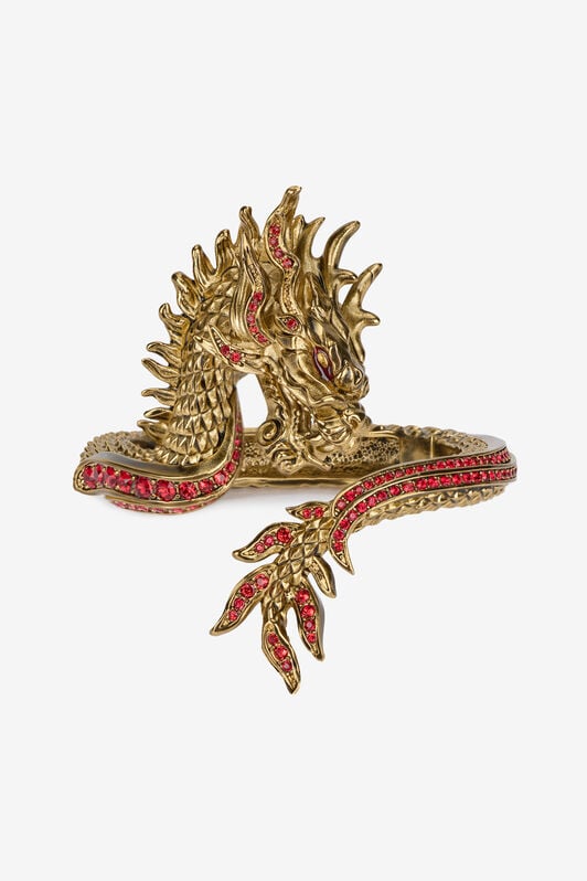 RC Open Bracelet With Bejeweled Dragon RC Open Bracelet With Bejeweled Dragon Gold VKG005-AM072