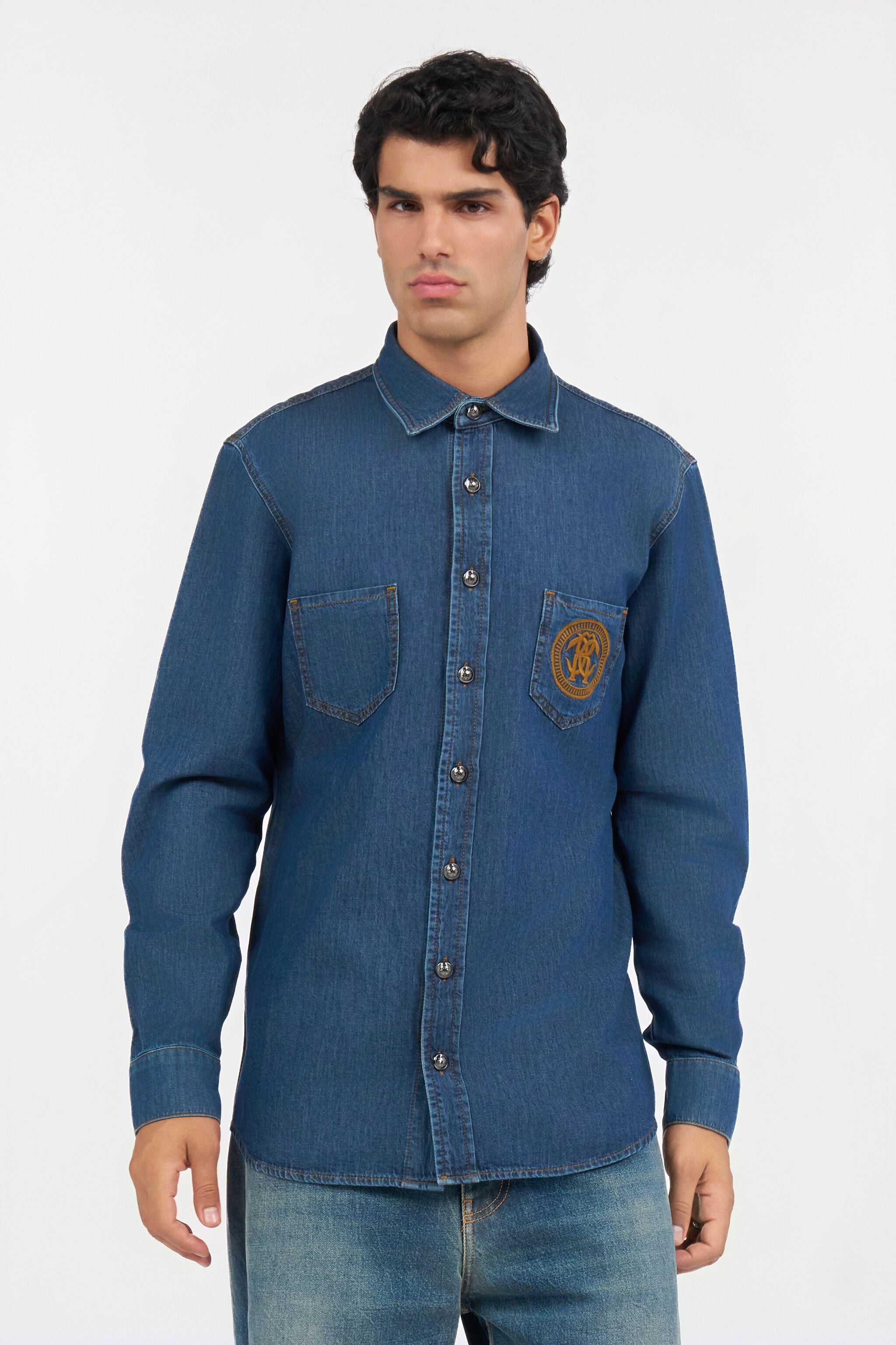 RC Denim Shirt with Monogram RC DARK BLUE QOJ70C-DLO04