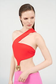 RC Long Asymmetric Dress with Jewel Detail PINK/RED WQW021-LL030