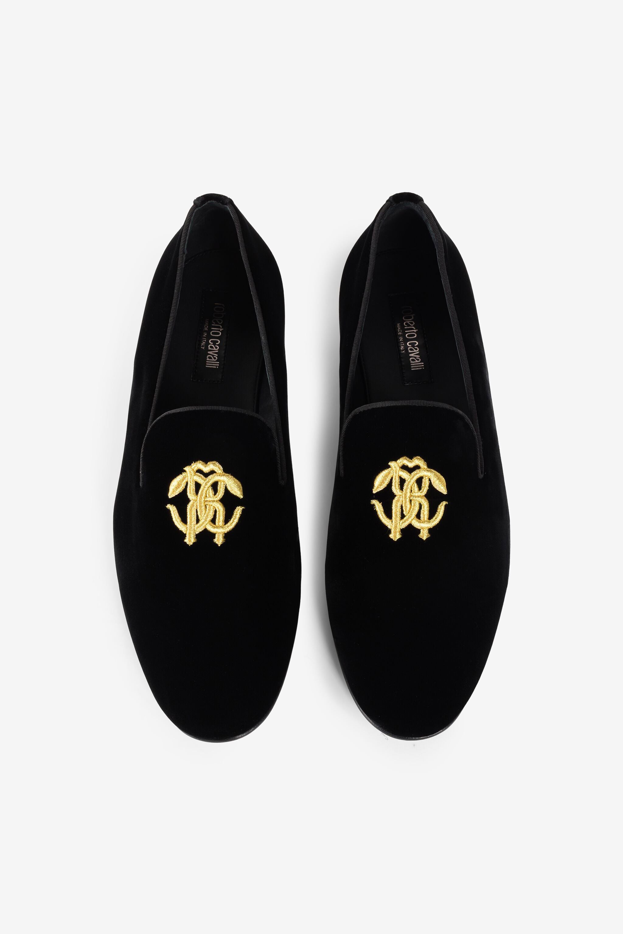 RC Mocassini in velluto con Monogram Mirror Snake Nero RRS029-VL039