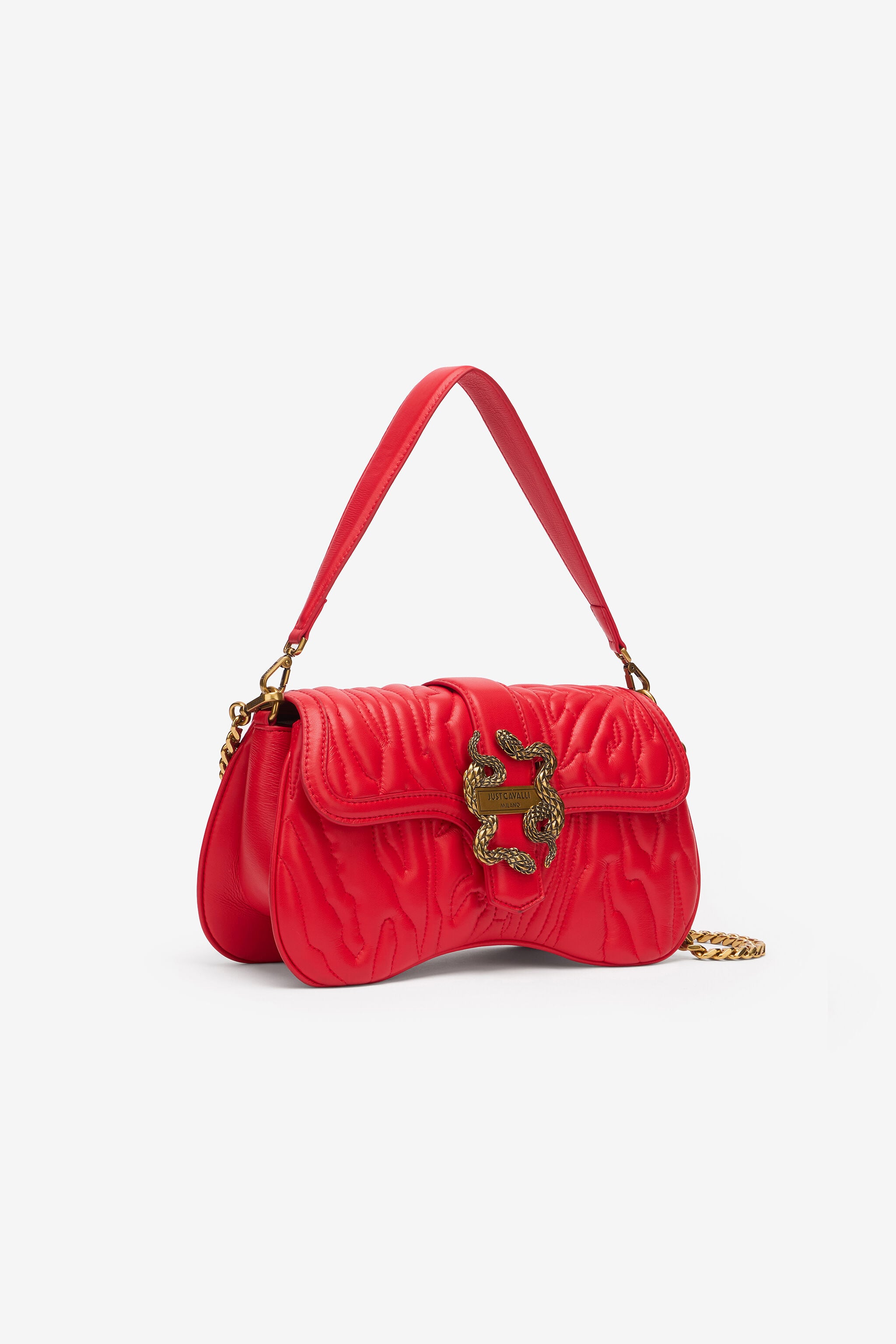 JC Crossbody Bag With Top-Stitching And Mirror Snake JC Crossbody Bag With Top-Stitching And Mirror Snake Red UFB028-UF397