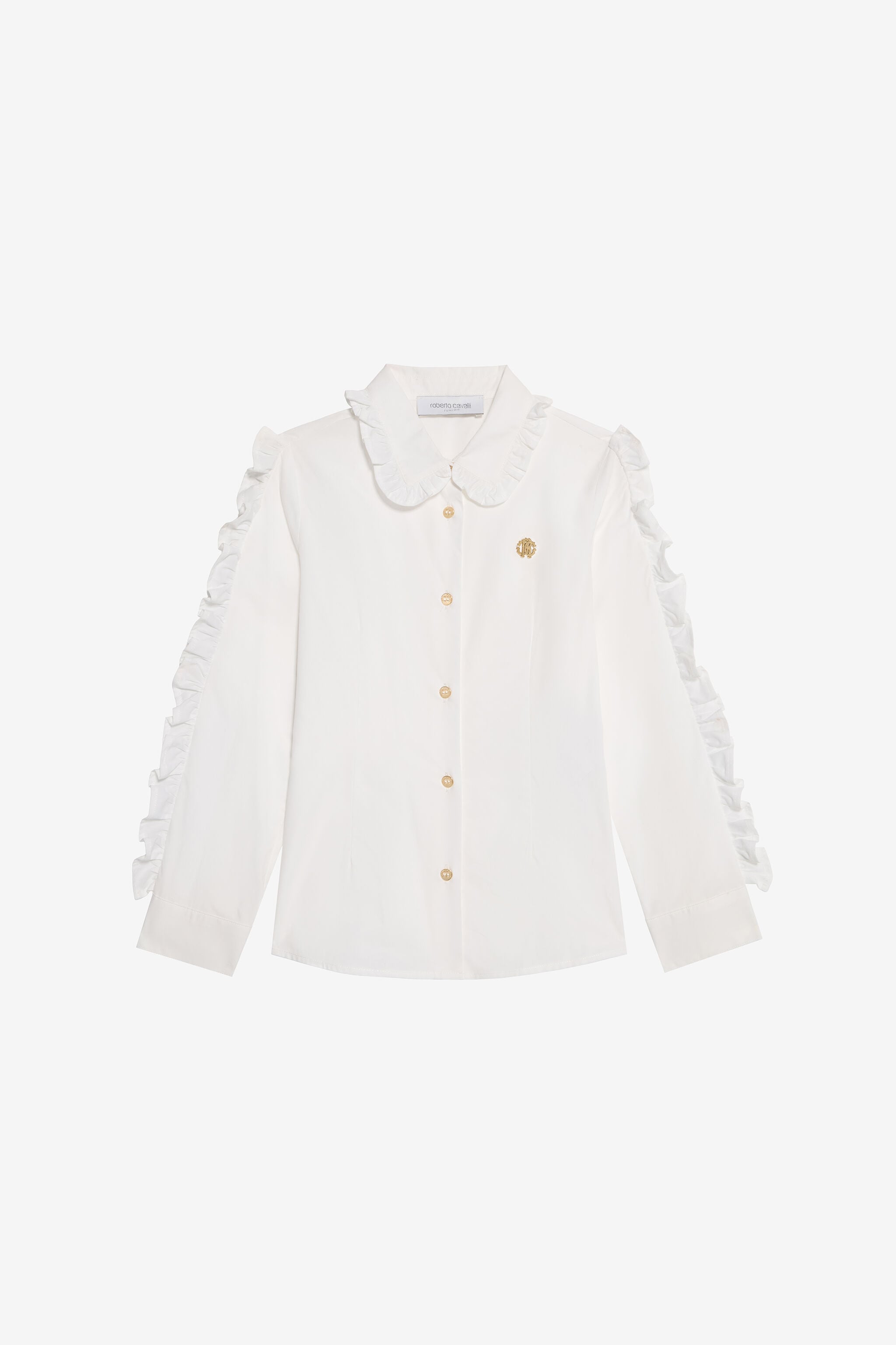 JU White Cotton Shirt With Ruffles JU White Cotton Shirt With Ruffles OPTICAL WHITE VJT70A-CH004