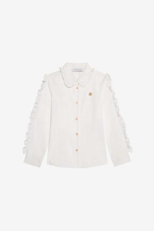 JU White Cotton Shirt With Ruffles JU White Cotton Shirt With Ruffles OPTICAL WHITE VJT70A-CH004