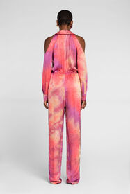 RC Jumpsuit mit Batikmuster und Cut-Out Fuchsia QKT107-RK007