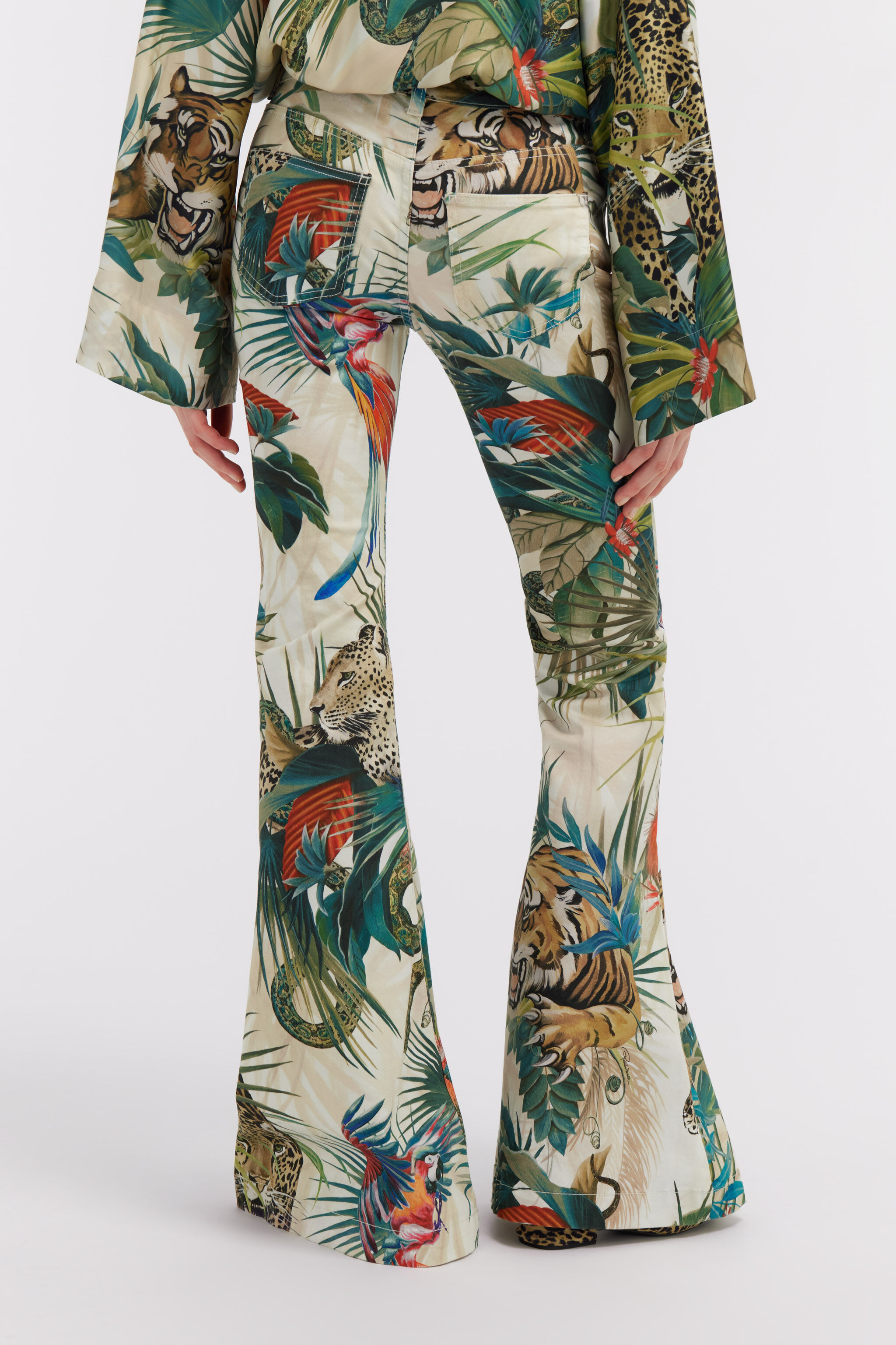 RC Jungle Print Flared Jeans RC Jungle Print Flared Jeans Green SKJ205-DAI88