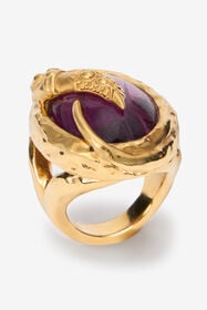 RC Bague De Cocktail Dorée Avec Améthyste ORO/AMETISTA VWG003-AM081