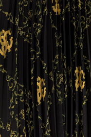 JU Filigree-Print Pleated Skirt Black RJT307-7GG84