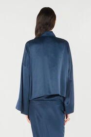 RC Silk Shirt With Snake-Effect Pattern Dark blue UKT710-SZN57