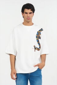 RC Camiseta oversize con estampado de serpiente WHITE WRT62B-JD060