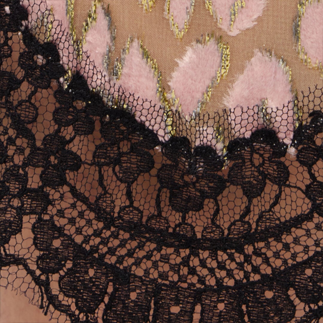 RC Silk Mini Dress With Lace Inserts ROSA/ORO VQT121-FC005