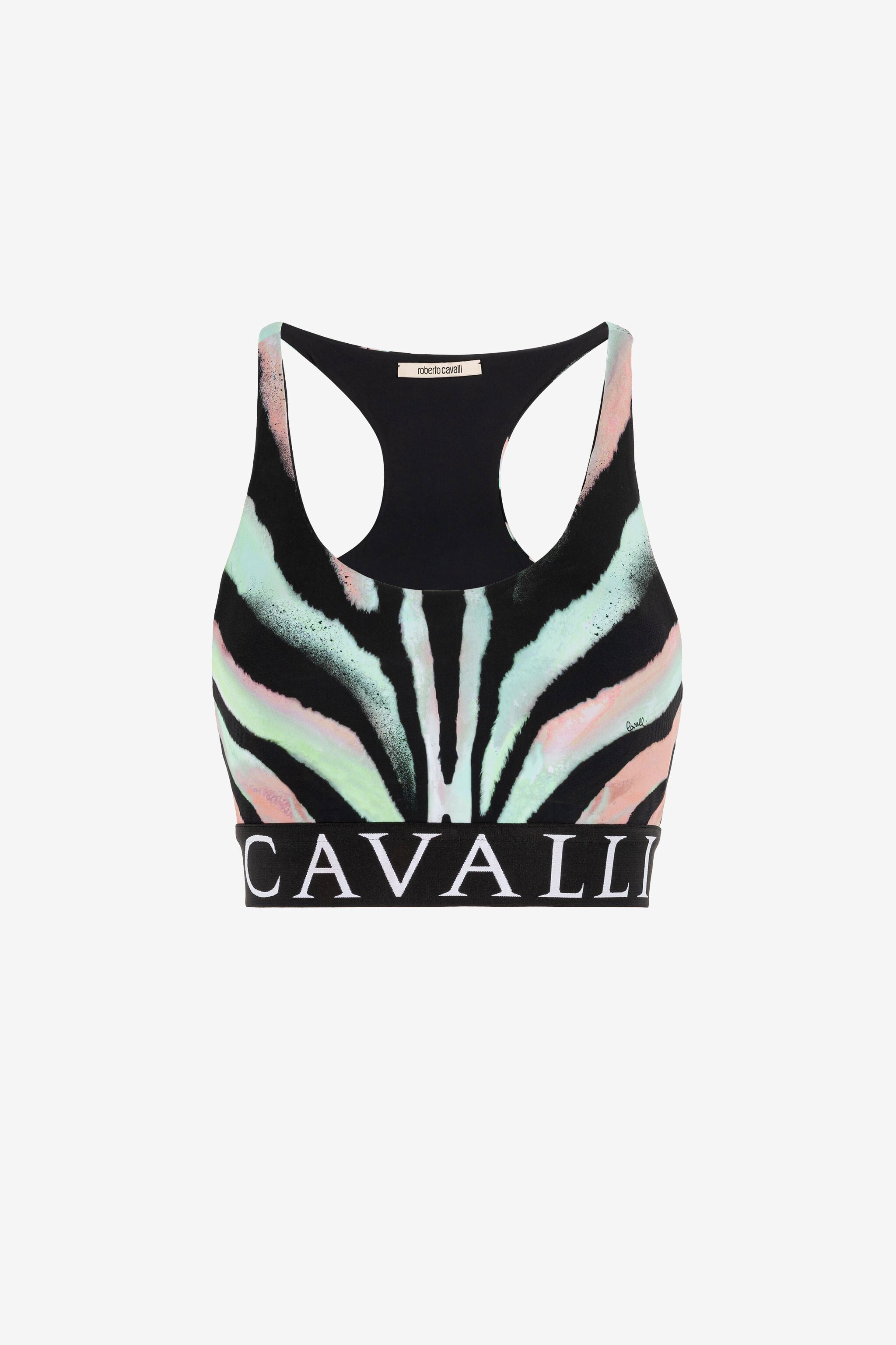 RC Crop-Top mit Zebra-Print und Logo-Jacquard RC Crop-Top mit Zebra-Print und Logo-Jacquard Hellgrün/Schwarz OQT60D-LND03