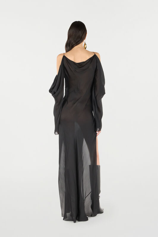 RC Long Silk Dress Black UKT117-CC032