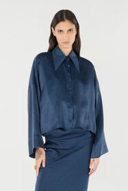 RC Chemise En Soie Avec Motif Façon Serpent Bleu foncé UKT710-SZN57