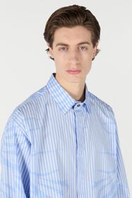 RC Camicia A Righe Con Motivo Zebra Azzurro URT720-CH104