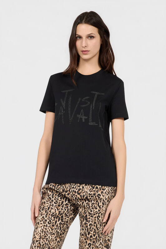 JC Schwarzes T-Shirt Mit Verziertem Logo BLACK UFT129-UF183