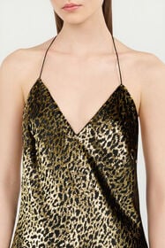 RC Macro Leopard Print Silk Slip Dress BLACK/GOLD WKT143-FT061