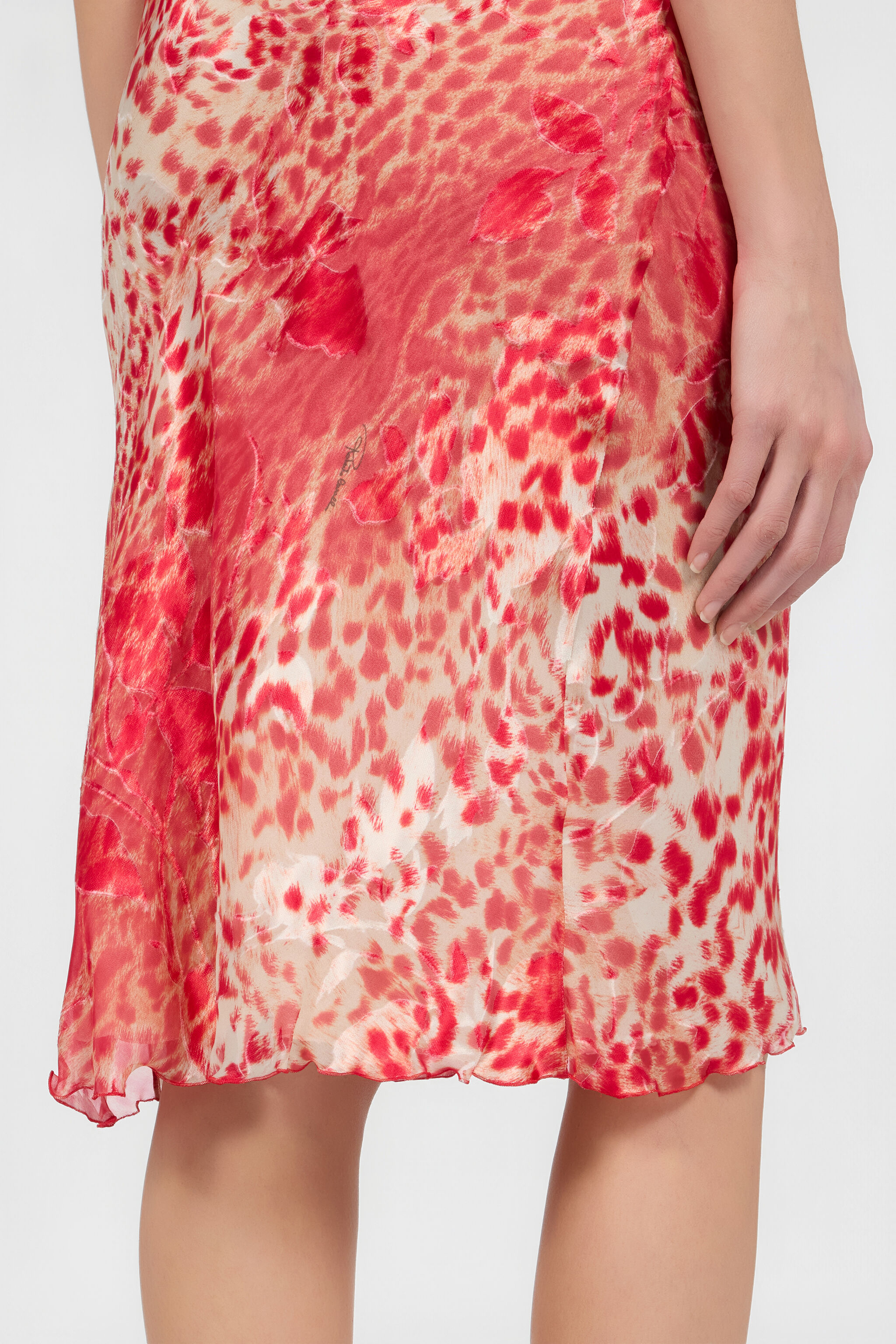 RC Midirock aus Seide mit Cheetah Skin-Print TASTY RED UKT302-HEN58