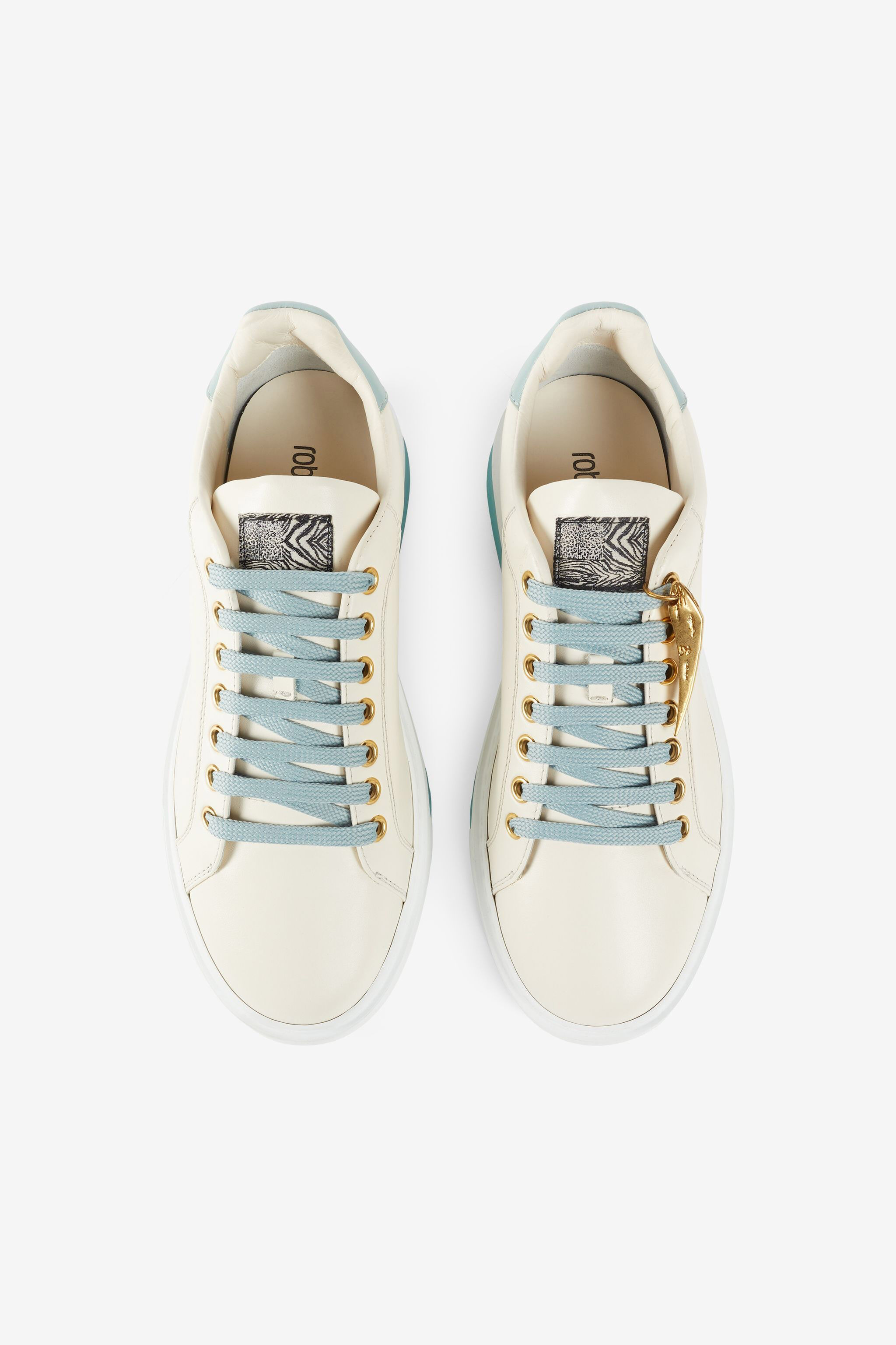 RC Metallische Sneakers mit Logoprint RC Metallische Sneakers mit Logoprint OFF WHITE/L.BLUE/ORO OKS011-PZ590