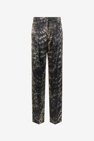 RC Trousers in Silk with Fur Print BLACK/BEIGE XWT202-SZT79