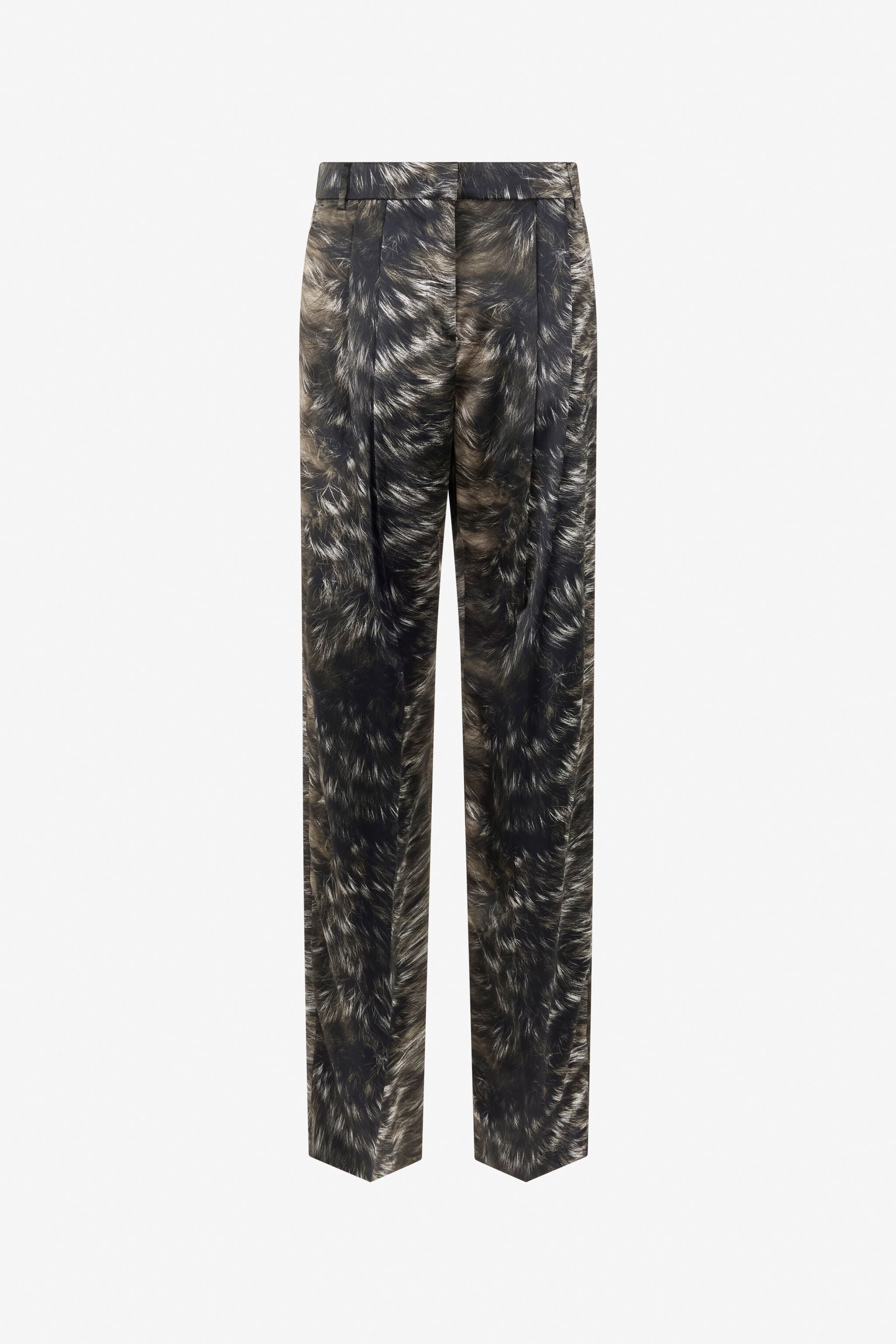 RC Pantalones de seda con estampado Fur RC Pantalones de seda con estampado Fur BLACK/BEIGE XWT202-SZT79