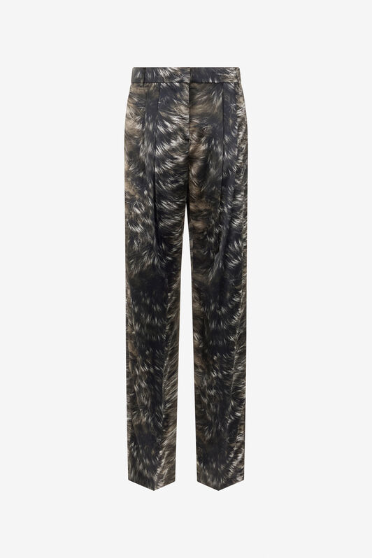 RC Pantalones de seda con estampado Fur RC Pantalones de seda con estampado Fur BLACK/BEIGE XWT202-SZT79