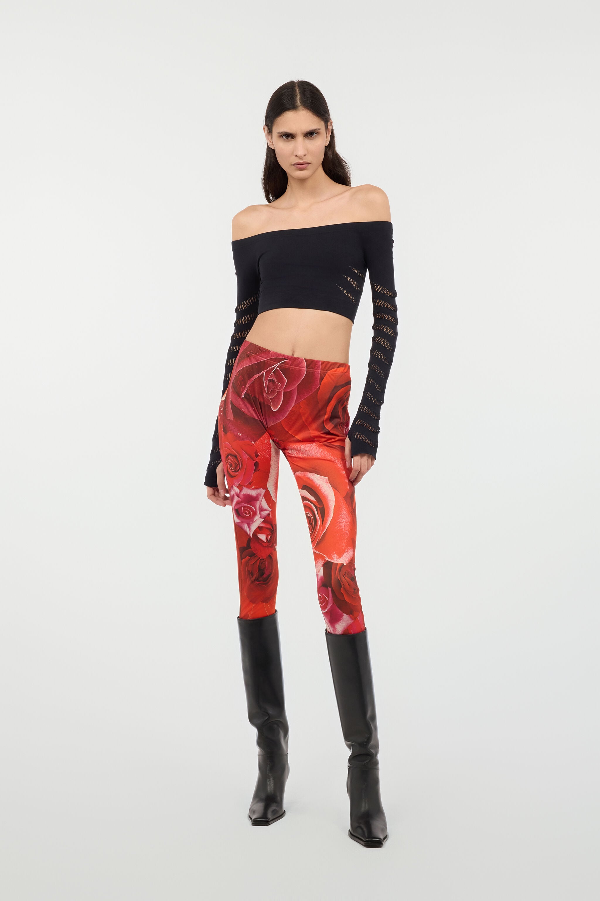 RC Crop Top With Openwork Zebra Design RC Crop Top With Openwork Zebra Design Black UKT631-MA001