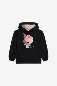 JU Cotton Sweatshirt With Roses BLACK UJT69B-CF050
