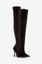 RC Brown Satin Pointed-Toe Thigh High Boots RC Brown Satin Pointed-Toe Thigh High Boots Brown VWS004-VZ018