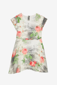 JU Dress With Mini Zebra And Rose Print Light green UJT10B-6DO47