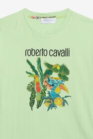 JU T-shirt Vert Clair avec Imprimé Tropical GREEN LETTUCE WJT62D-JD001