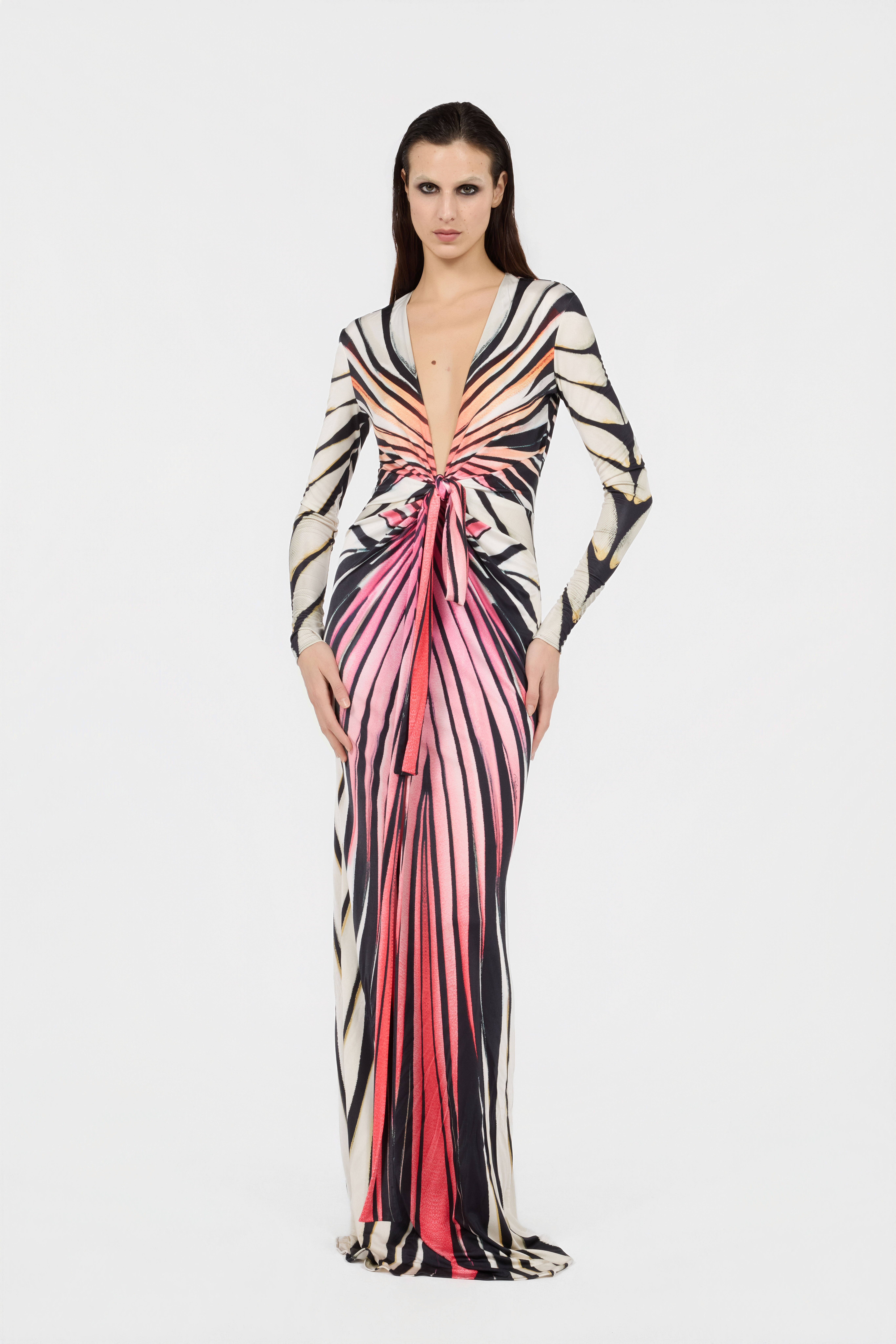 Ray Of Paradise Print Maxi Dress in CORAL for Women | Roberto Cavalli®
