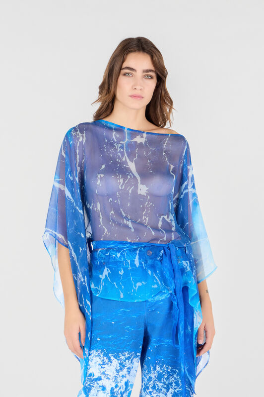 RC Female Silk Shirt Azul UWT725-CKN94