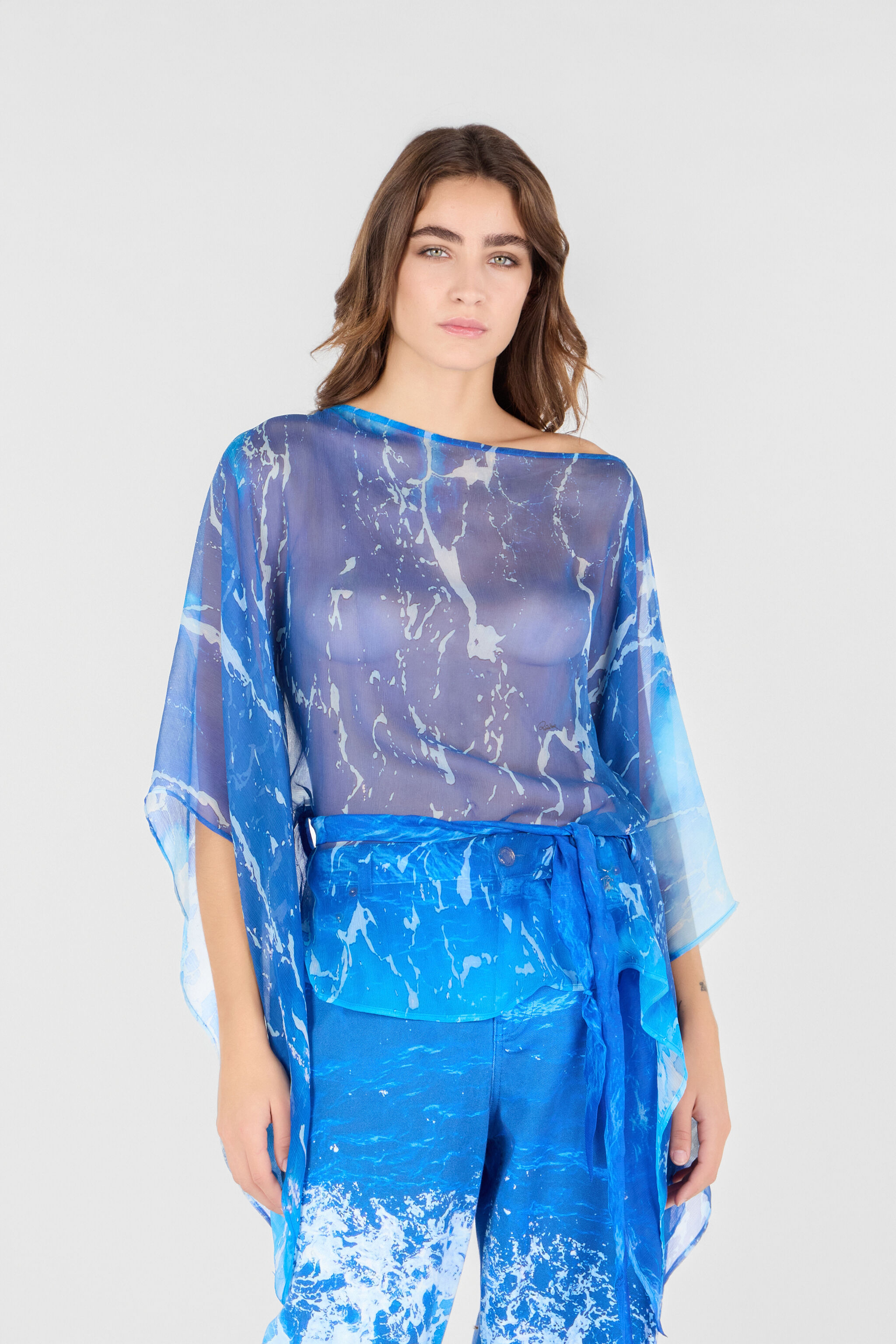 RC Female Silk Shirt Azul UWT725-CKN94