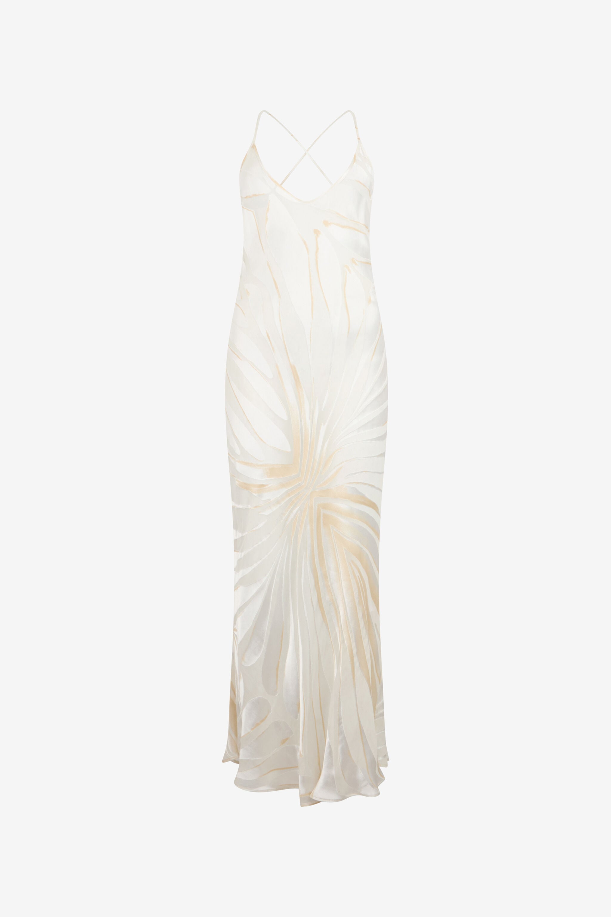 Slip Dress With Ray Devoré Print in WHITE for Women | Roberto Cavalli®