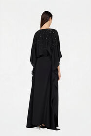 RC Silk Maxi Dress with Embellished Detail NERO/ARGENTO VWR179-SY001