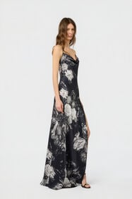 RC Abito in seta con stampa Fiammingo Flowers BLACK/GREY XWT150-TYT77