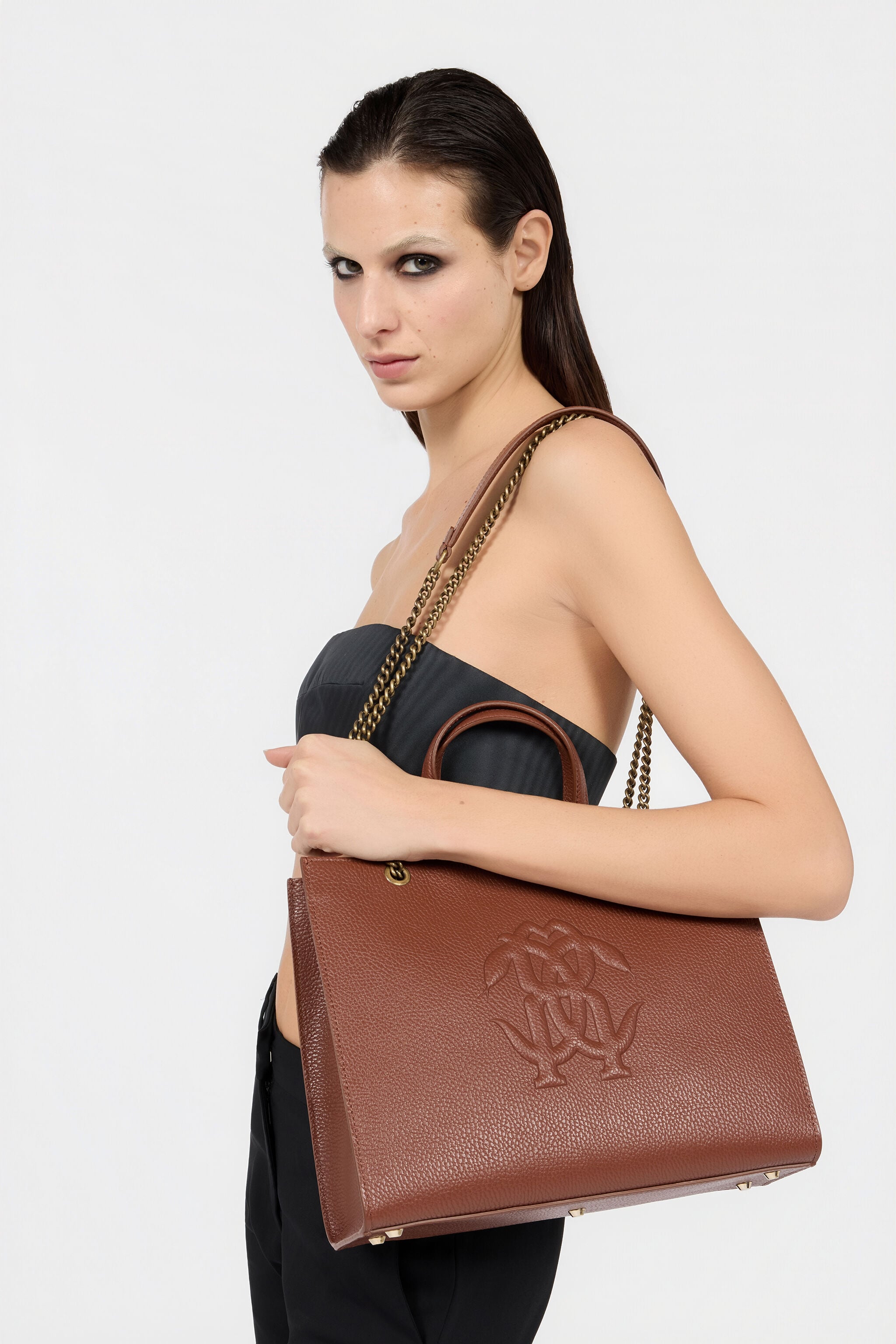 RC Brown Leather Monogram RC Shoulder Bag RC Brown Leather Monogram RC Shoulder Bag BRUCIATO ROB00K-PZ098