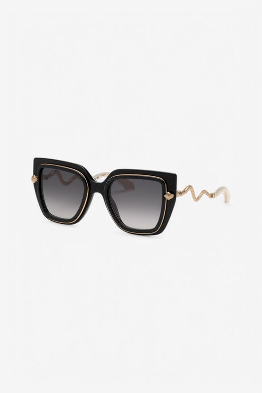 RC Wide and feminine front sunglasses with double ring decoration RC Wide and feminine front sunglasses with double ring decoration Black UALD06-ID201