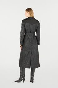 RC Trench Long Effet Ondulé Noir UKP505-PN082