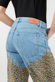 RC Wide Leg Denim Jeans With Baby Jaguar Print DARK BLUE WQJ210-VT003