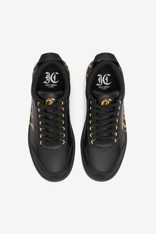 JC Sneakers With Golden Graffiti Logo Black UFS039-UF361