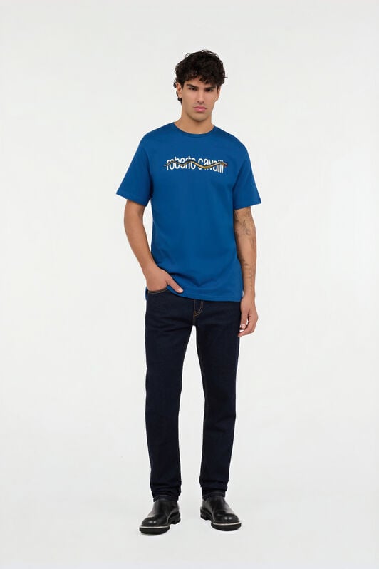 RC T-shirt bleue avec logo et serpent RC T-shirt bleue avec logo et serpent BLUE ROT60C-JD065