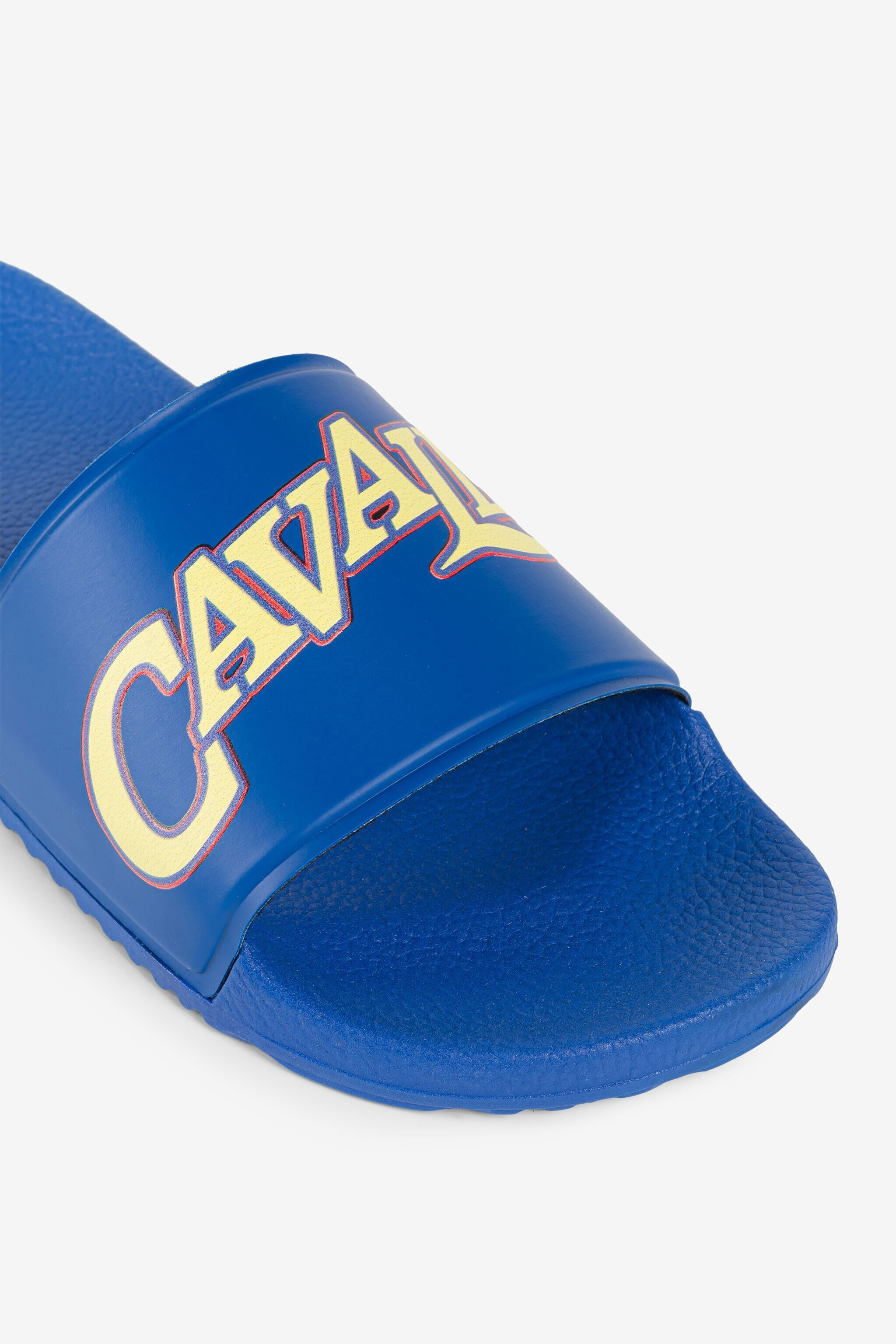 Logo-print slides in Blue for Men | Roberto Cavalli®
