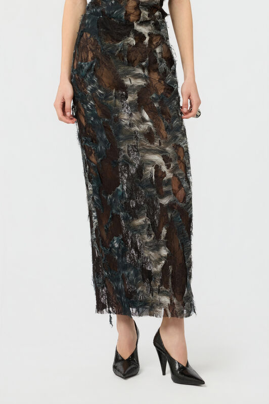 RC Rock mit Furprint auf Spitze im Destroyed-Effekt BLACK/BEIGE XWT314-7HT79