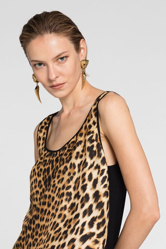 RC Jaguar-Print Silk Top RC Jaguar-Print Silk Top Light brown OQT602-4QD02