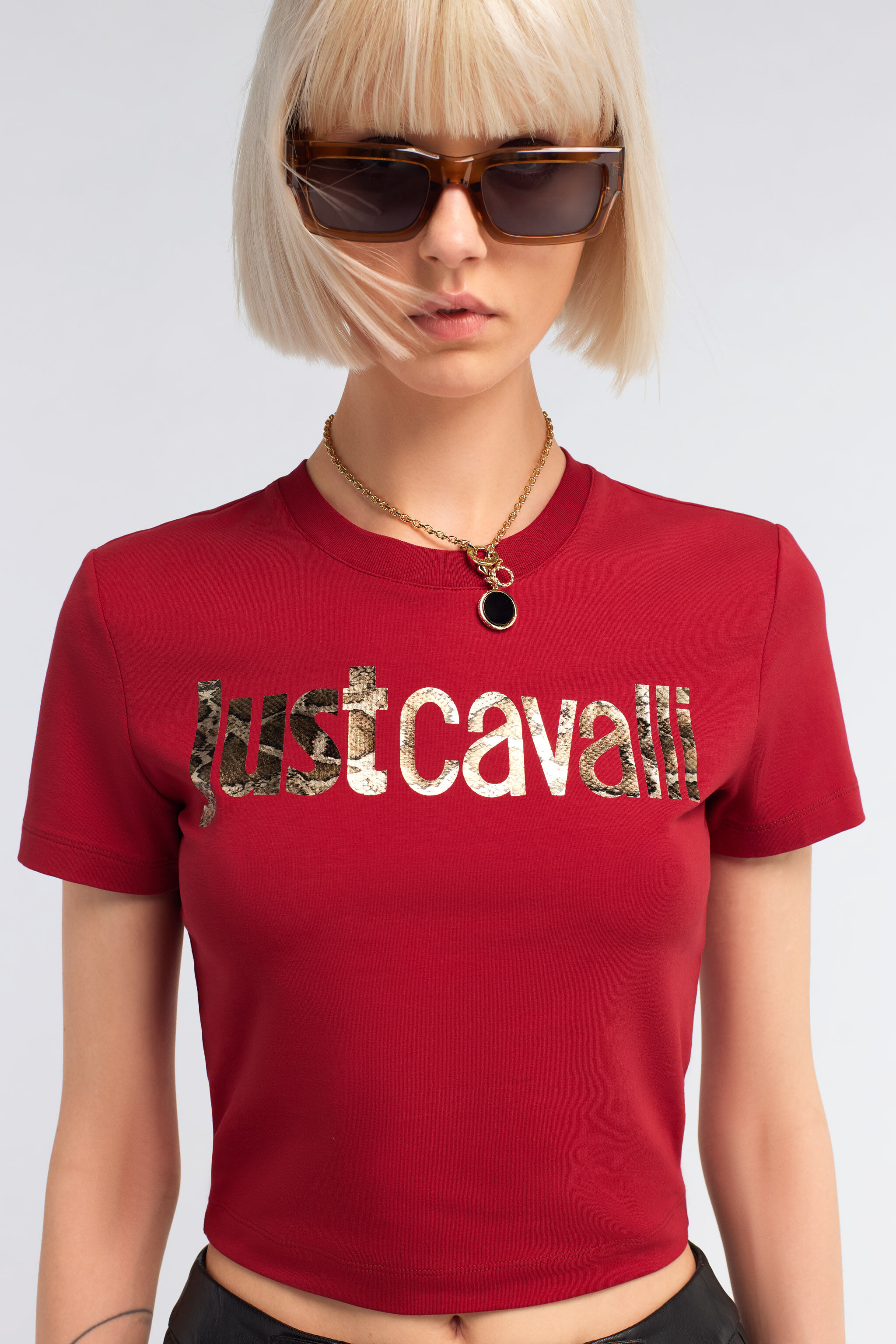 JC Just Cavalli Logo T-Shirt JC Just Cavalli Logo T-Shirt Red RKT861-RK367